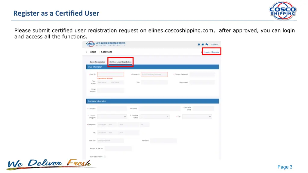 register as a certified user