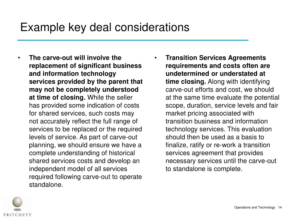 example key deal considerations