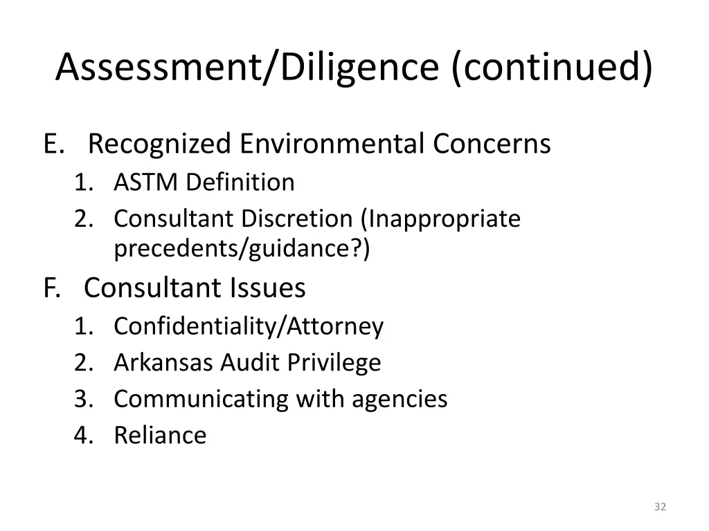 assessment diligence continued