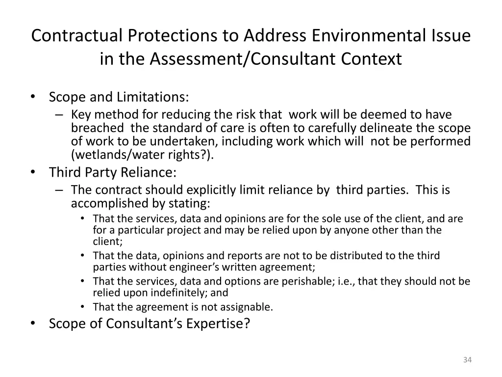 contractual protections to address environmental