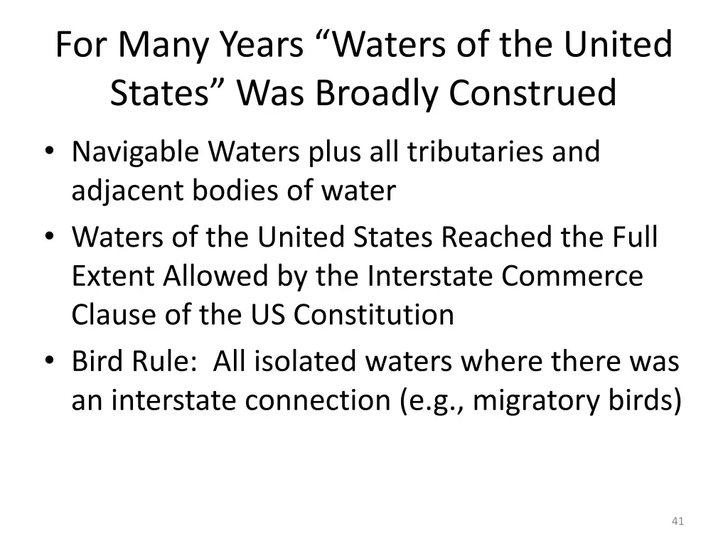 for many years waters of the united states