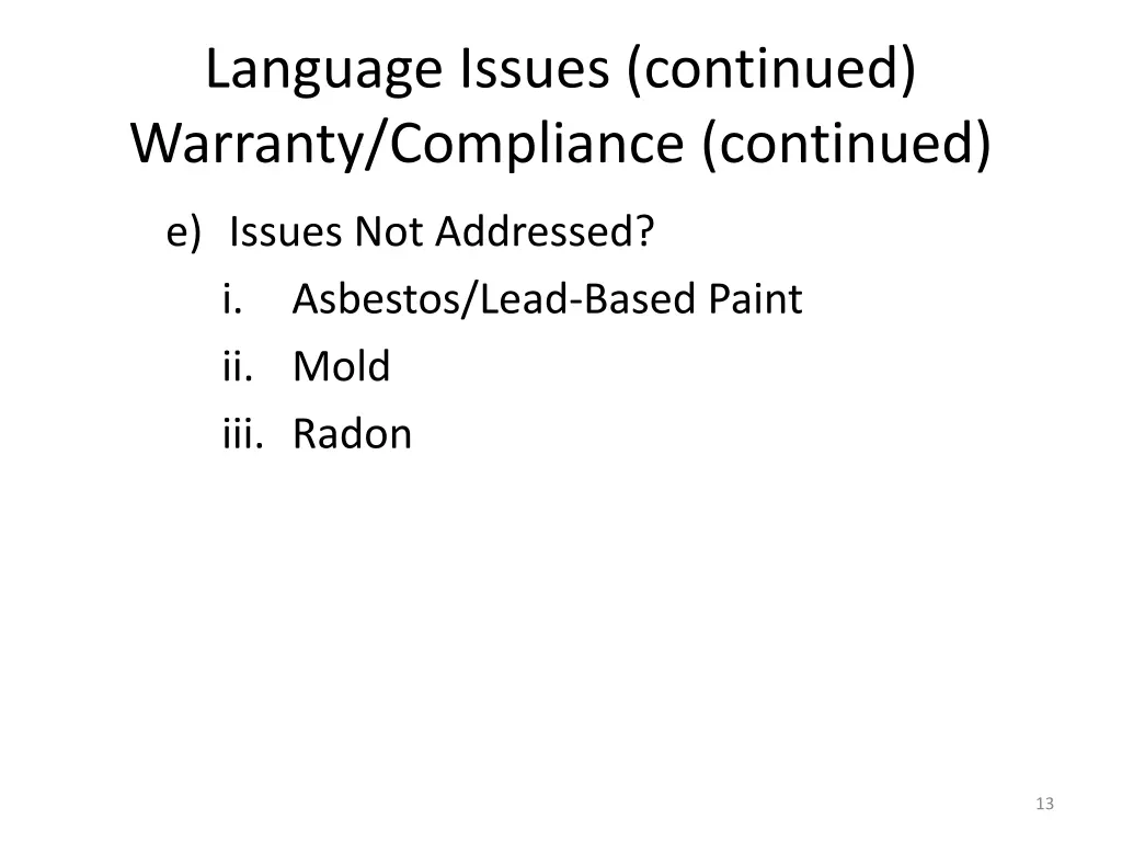 language issues continued warranty compliance 1