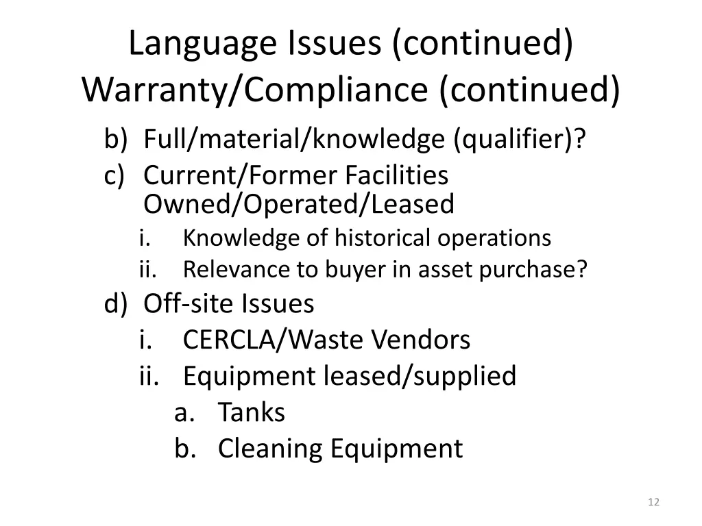 language issues continued warranty compliance