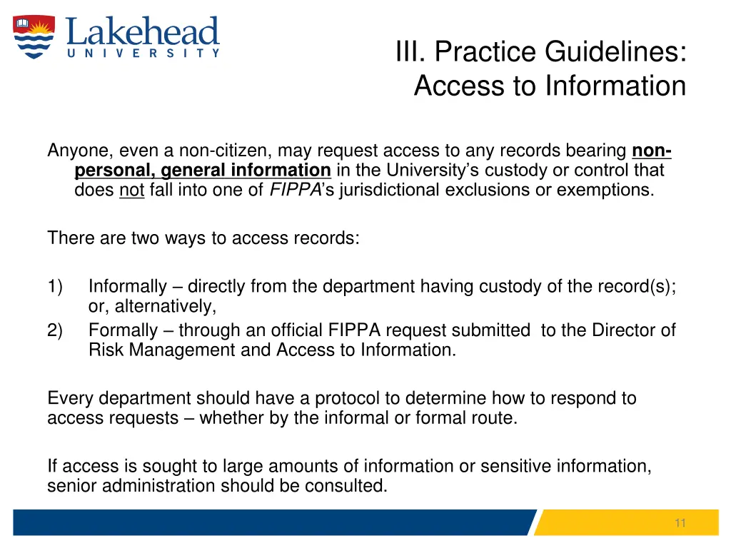 iii practice guidelines access to information