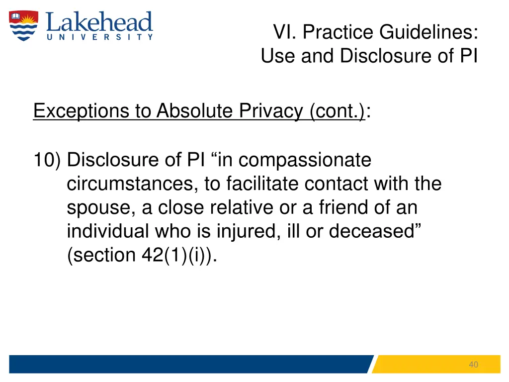 vi practice guidelines use and disclosure of pi 11