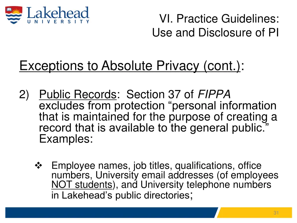 vi practice guidelines use and disclosure of pi 2