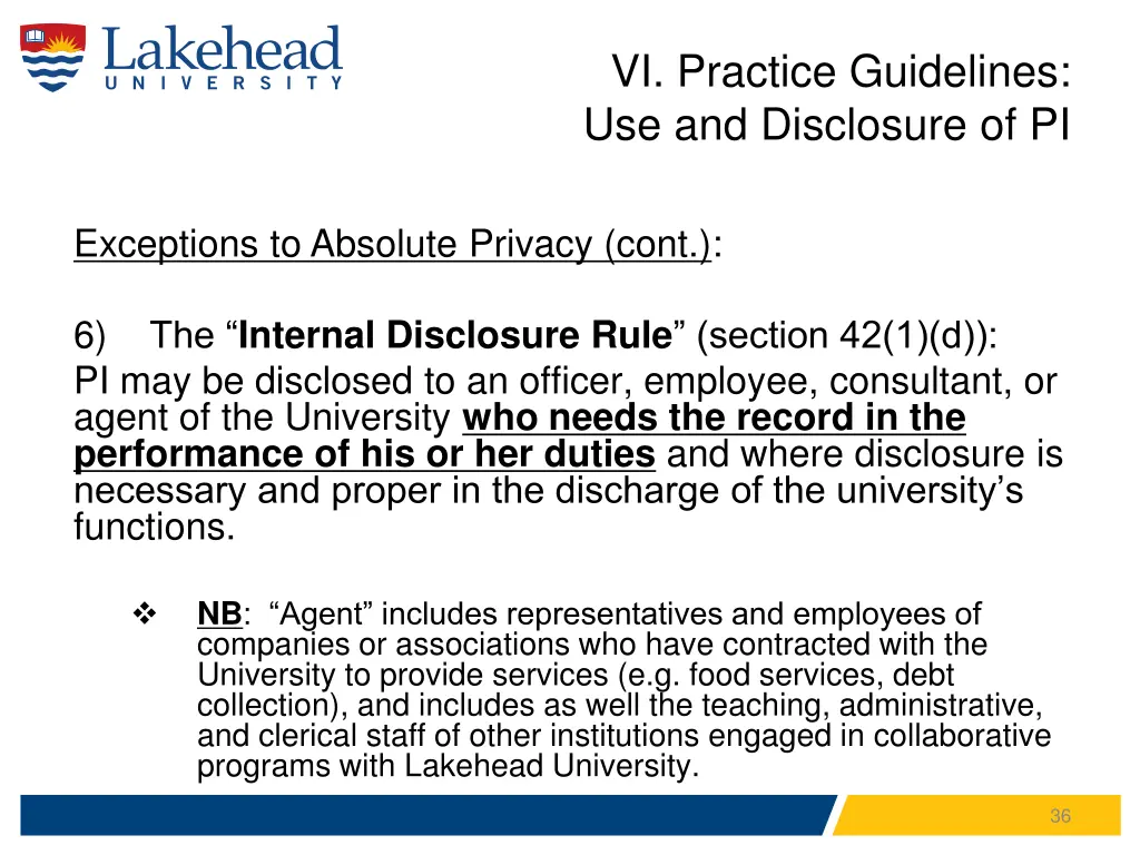 vi practice guidelines use and disclosure of pi 7