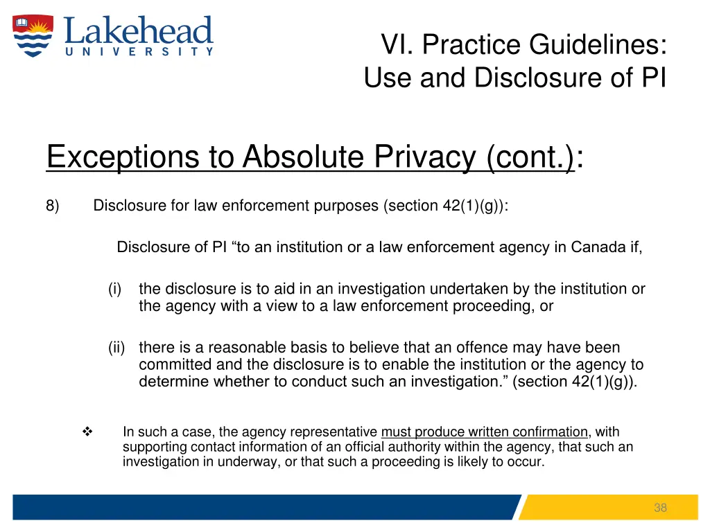 vi practice guidelines use and disclosure of pi 9