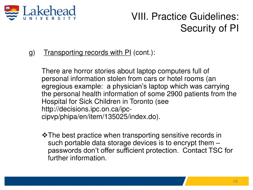 viii practice guidelines security of pi 7