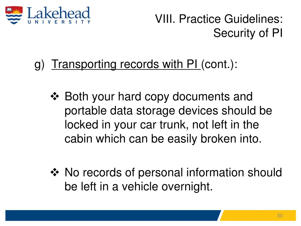 viii practice guidelines security of pi 8