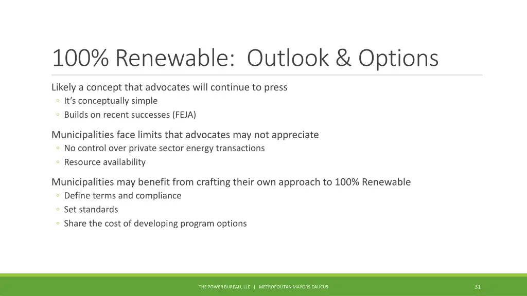 100 renewable outlook options