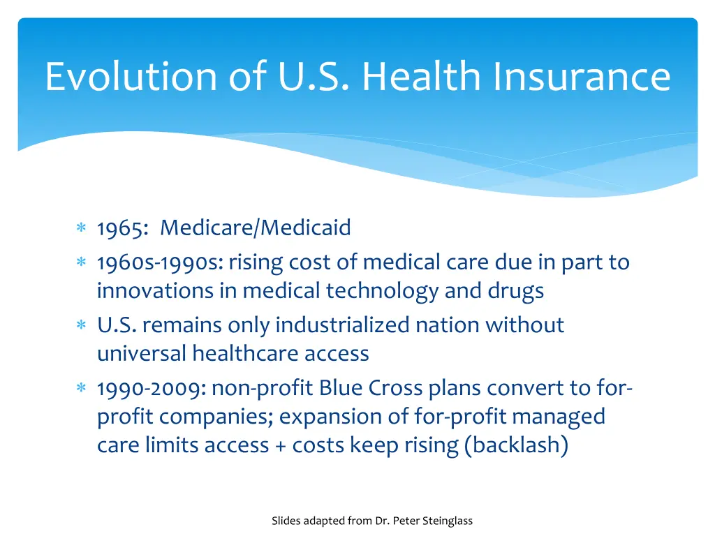 evolution of u s health insurance 1