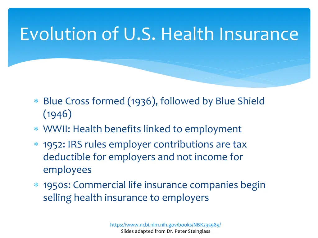 evolution of u s health insurance