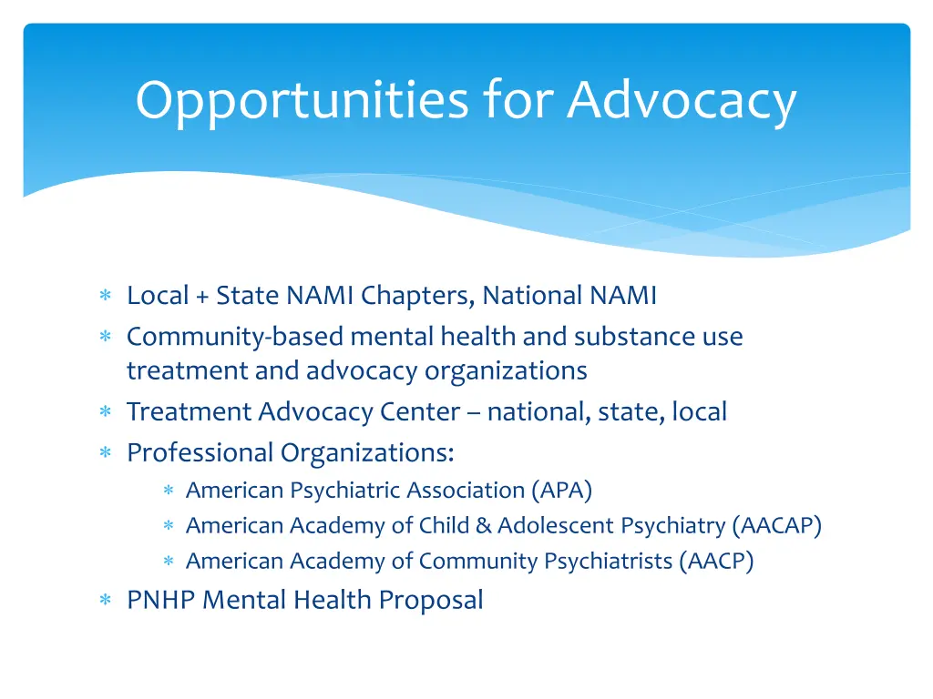 opportunities for advocacy