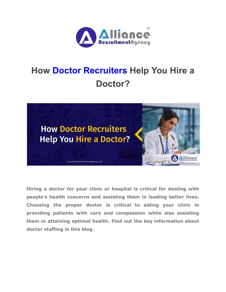 how doctor recruiters help you hire a doctor