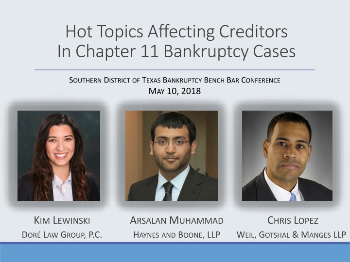 hot topics affecting creditors in chapter