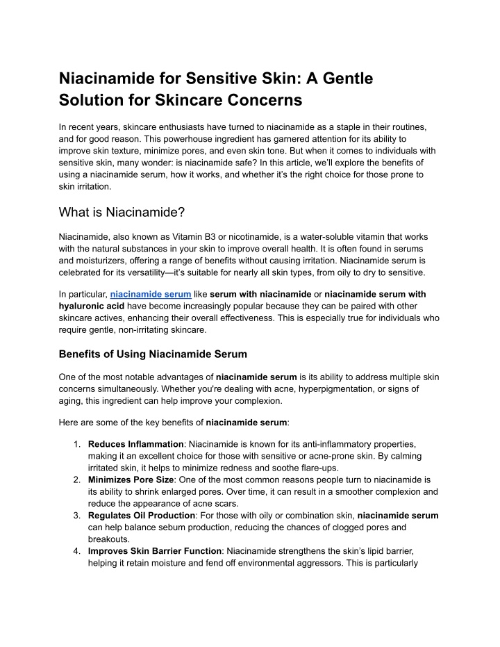 niacinamide for sensitive skin a gentle solution