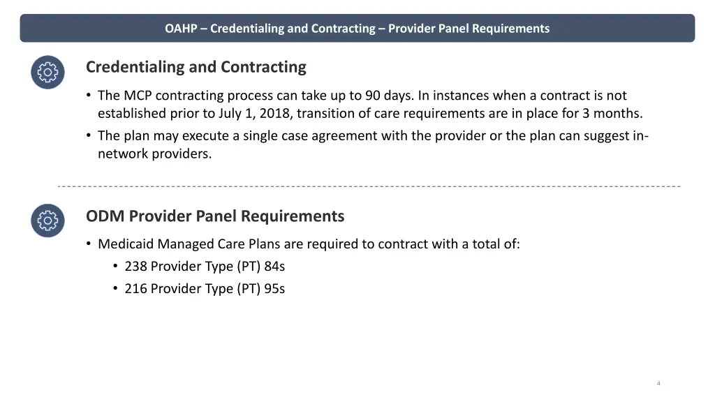 oahp credentialing and contracting provider panel