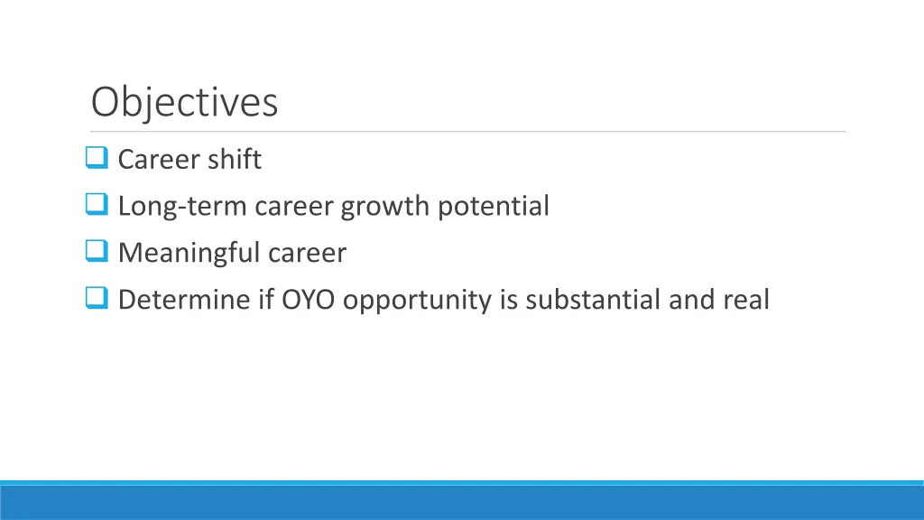 objectives career shift long term career growth