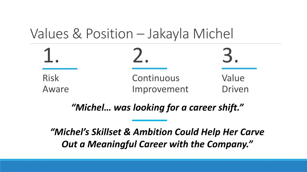 values position jakayla michel 1