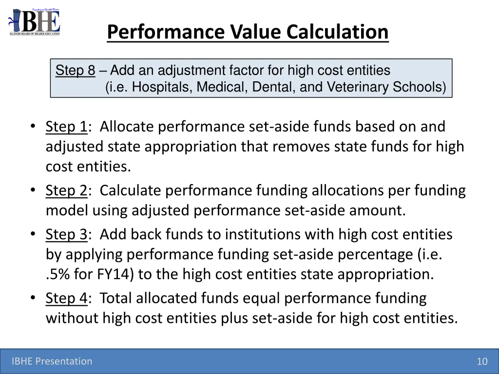 performance value calculation