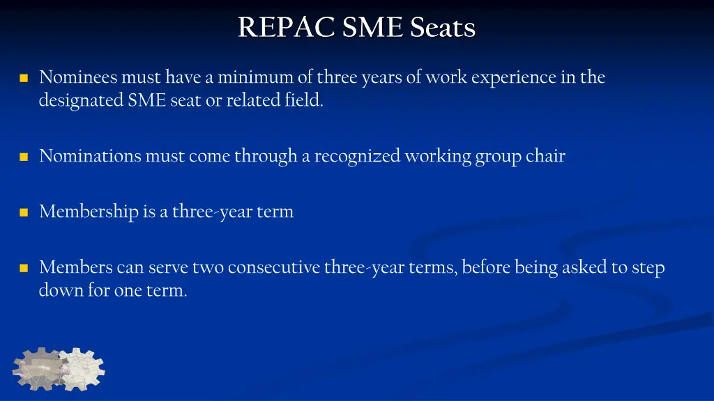 repac sme seats