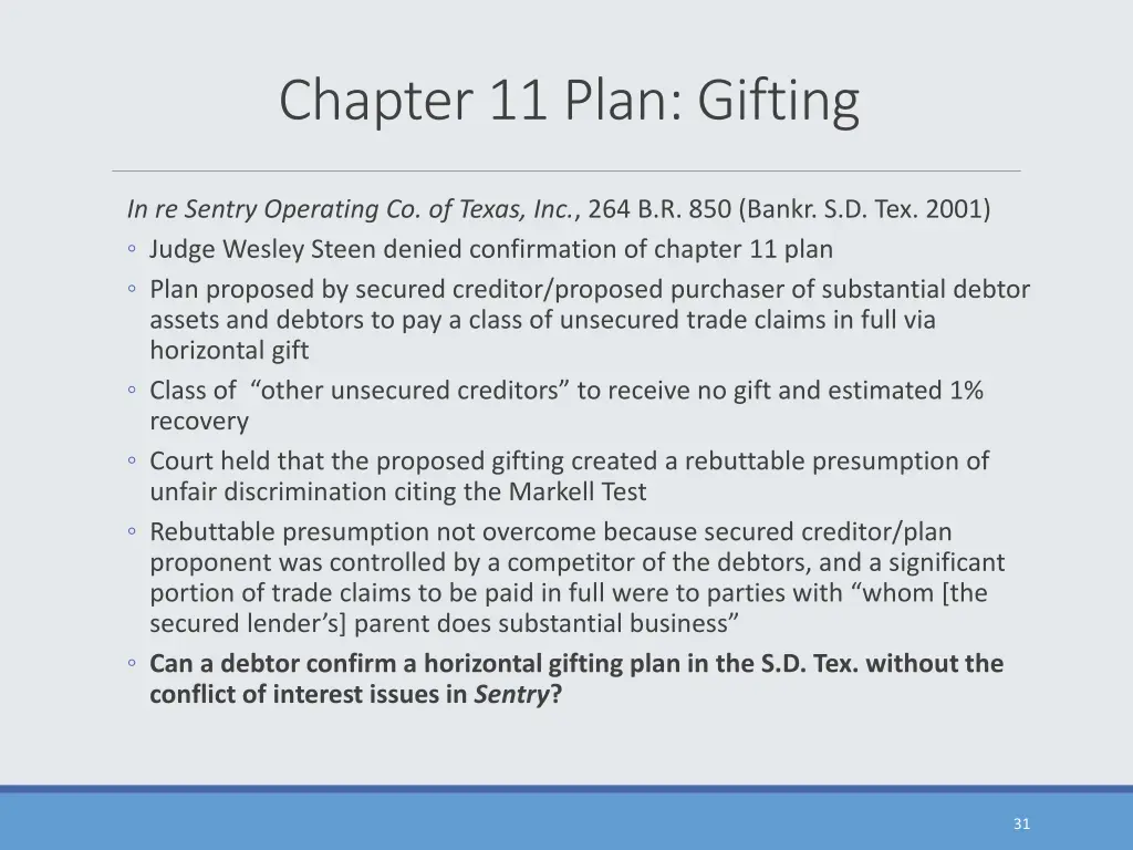 chapter 11 plan gifting 3