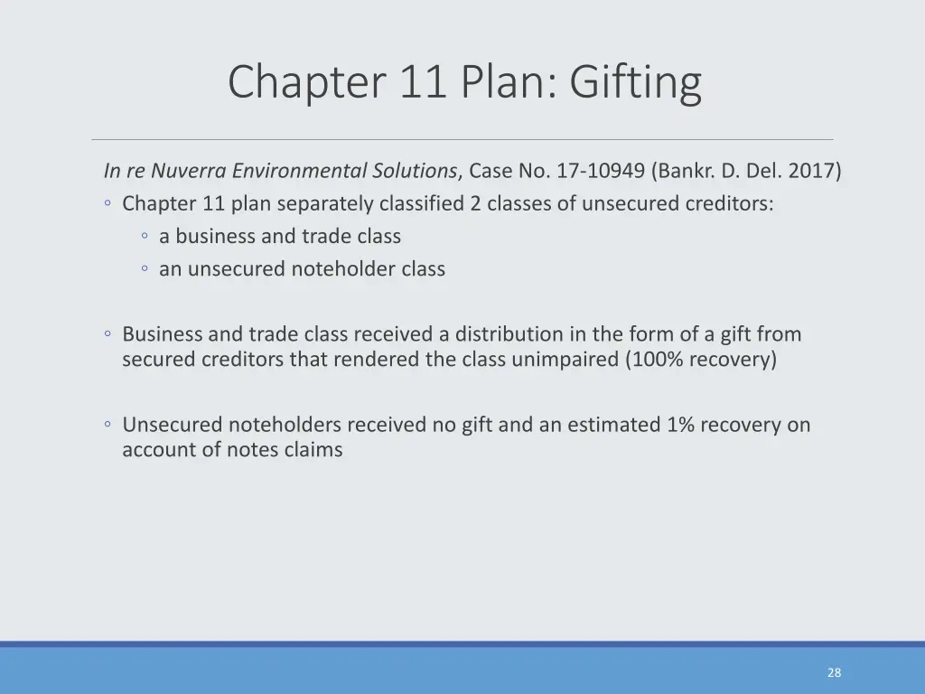 chapter 11 plan gifting