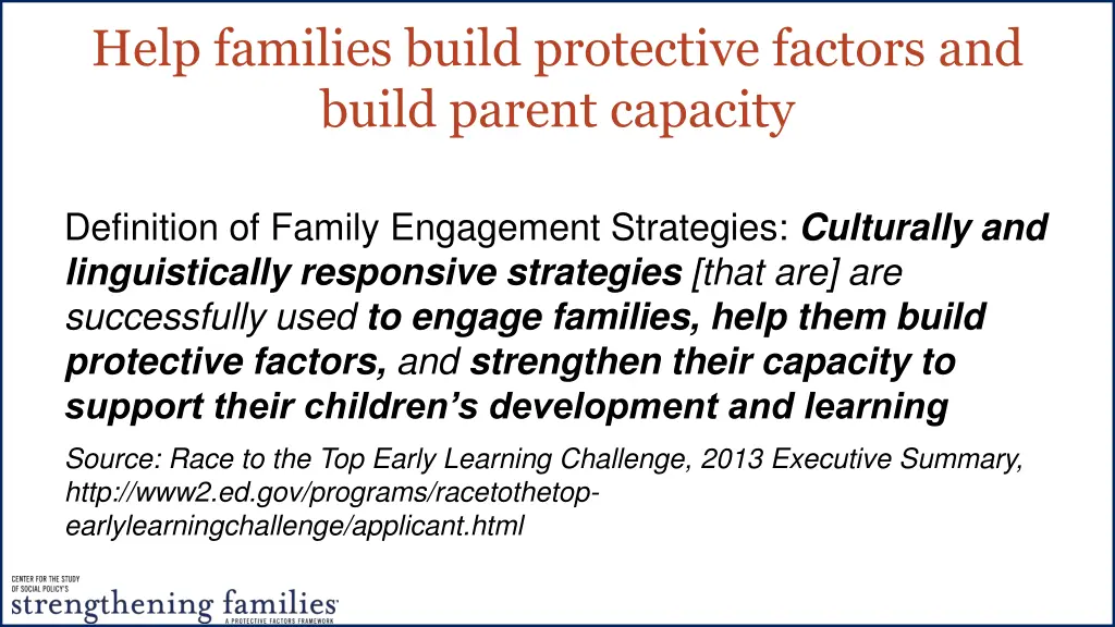 help families build protective factors and build 1