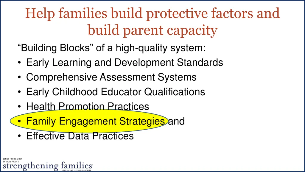 help families build protective factors and build