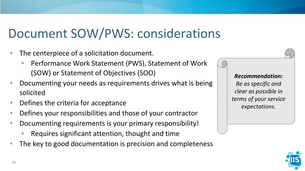 document sow pws considerations