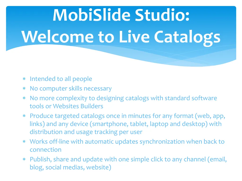 mobislide studio welcome to live catalogs