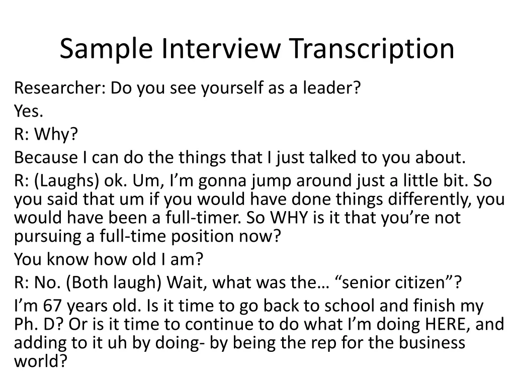 sample interview transcription