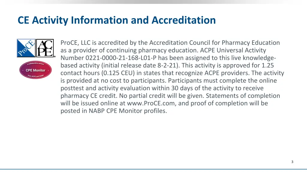 ce activity information and accreditation