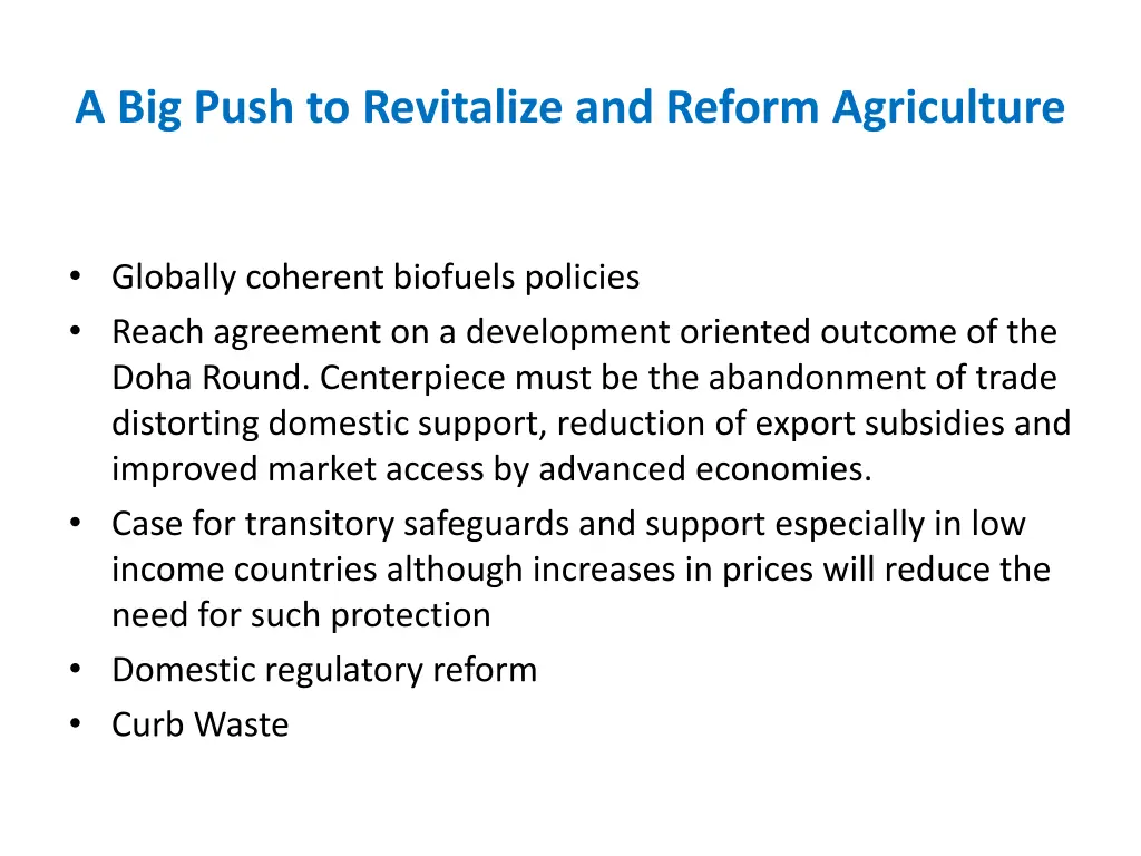 a big push to revitalize and reform agriculture 2