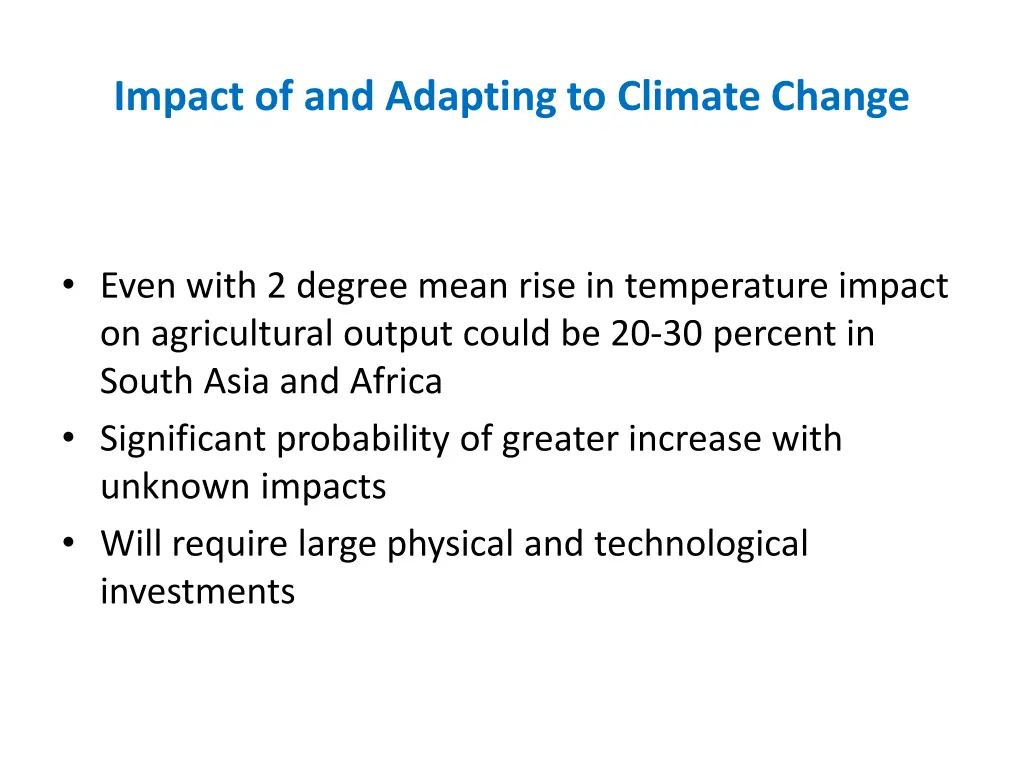 impact of and adapting to climate change