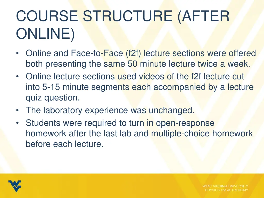 course structure after online