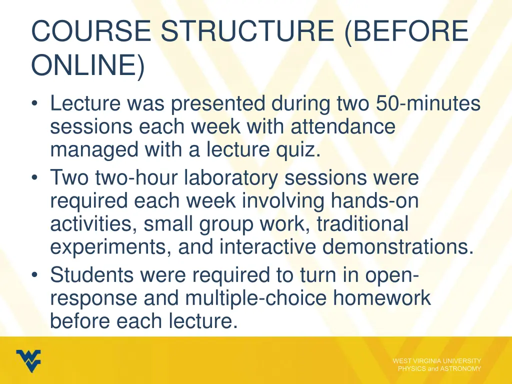 course structure before online lecture