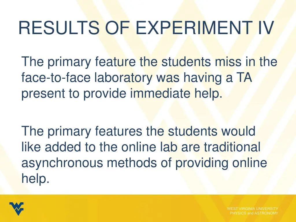 results of experiment iv