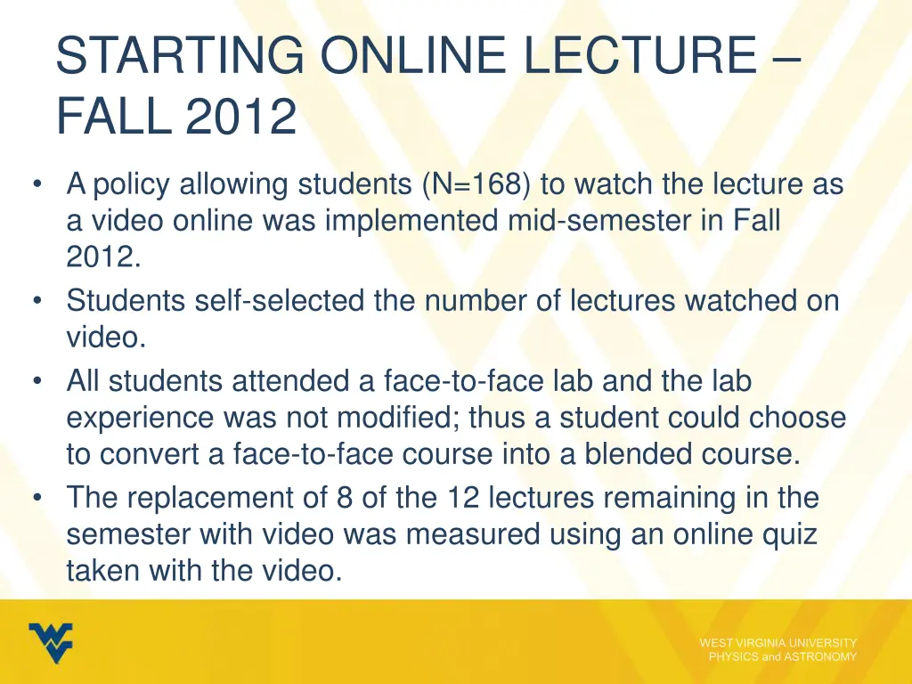 starting online lecture fall 2012