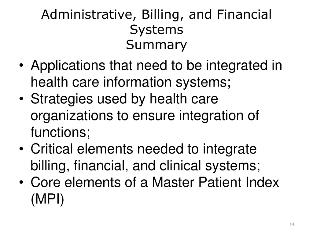 administrative billing and financial systems 1