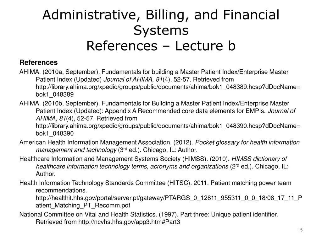 administrative billing and financial systems 2