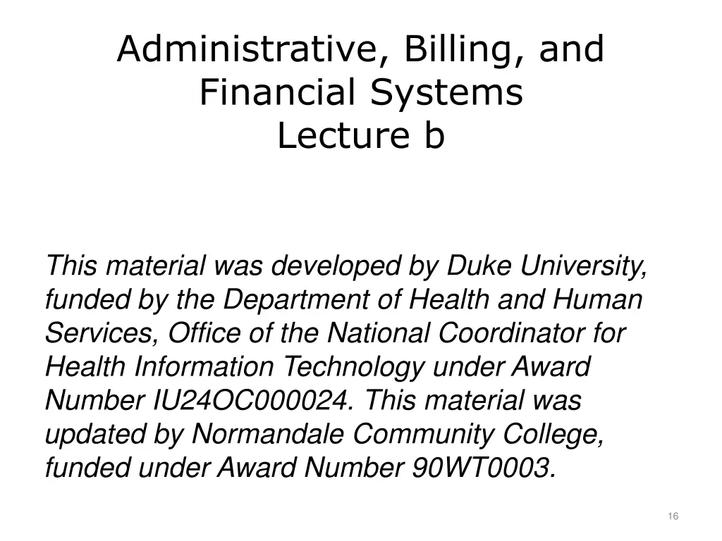 administrative billing and financial systems 3