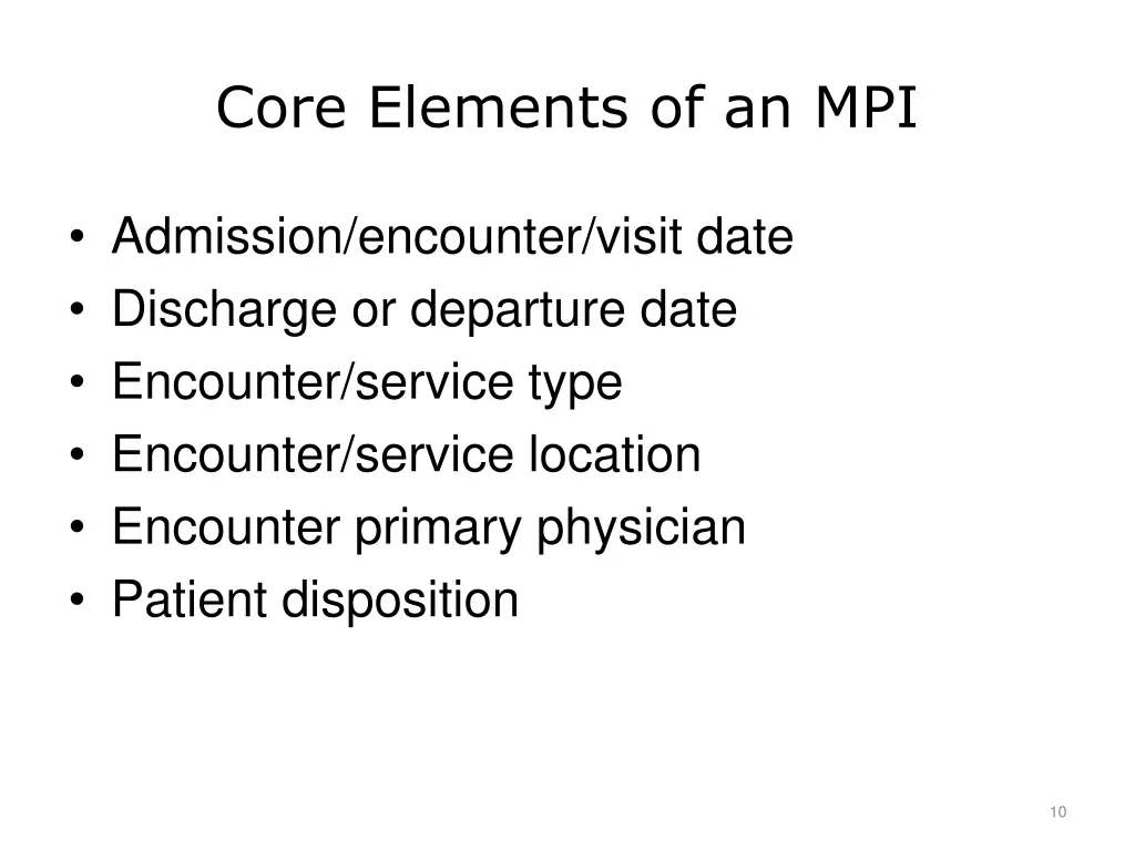 core elements of an mpi 1