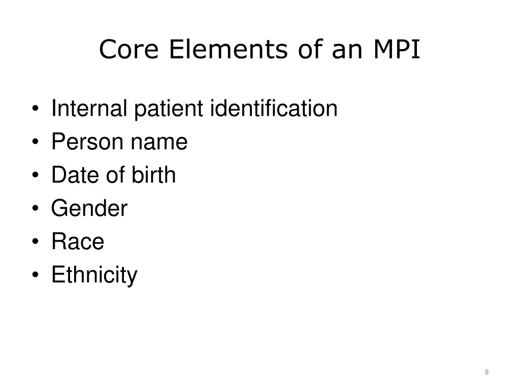 core elements of an mpi