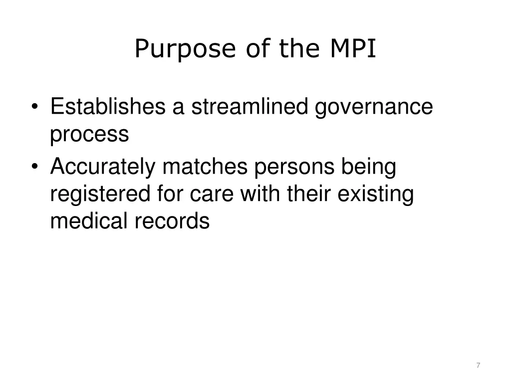 purpose of the mpi 1