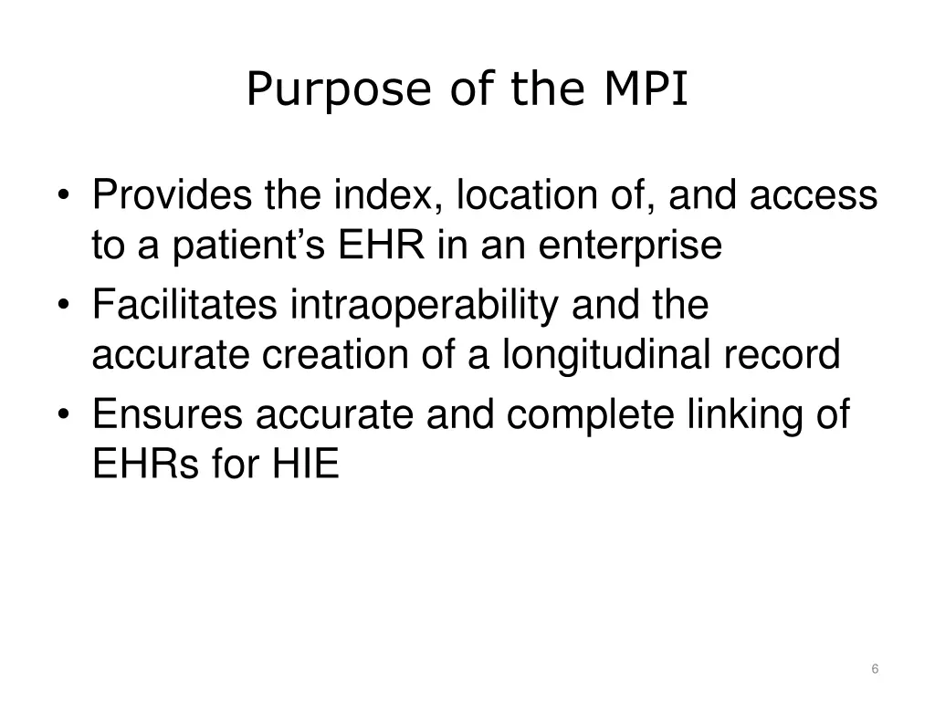 purpose of the mpi