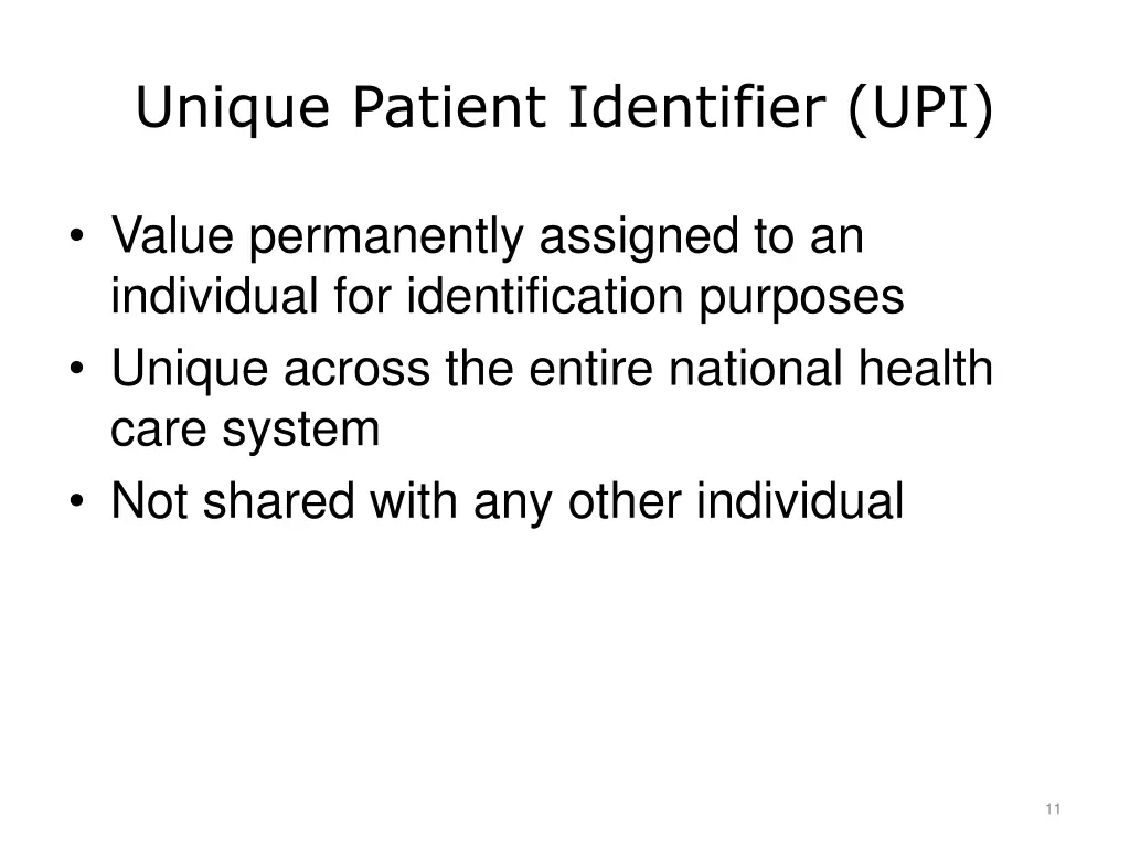 unique patient identifier upi