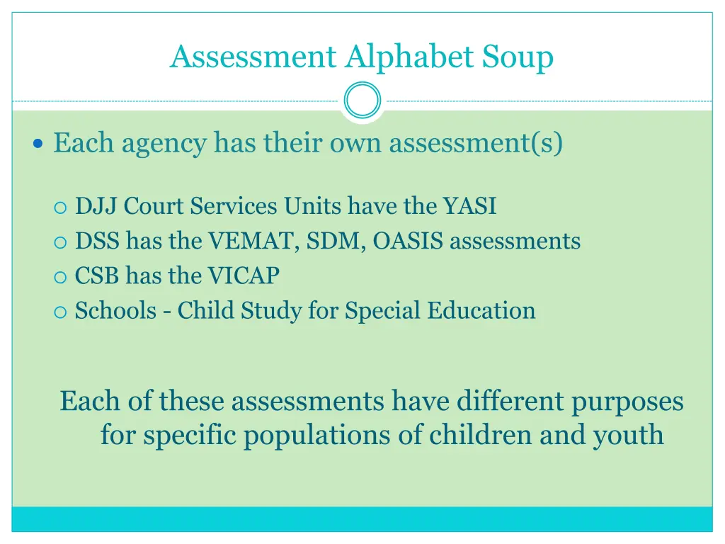 assessment alphabet soup