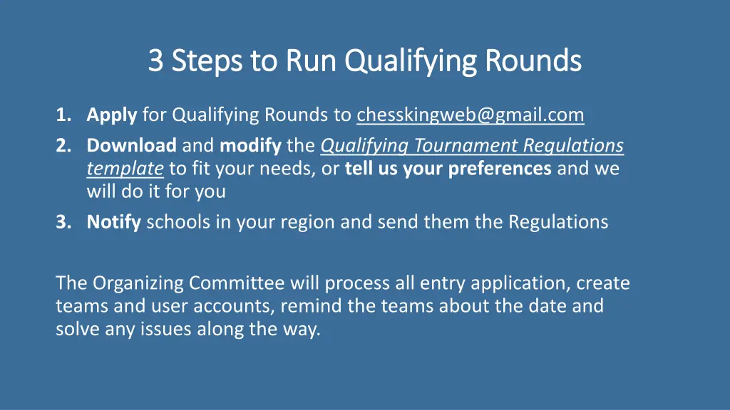 3 steps to run qualifying rounds 3 steps